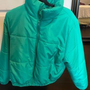 Green puffer jacket